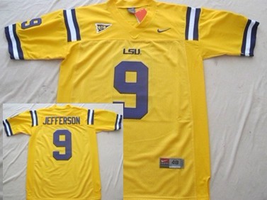 LSU Tigers #9 Jordan Jefferson Yellow Jerseys